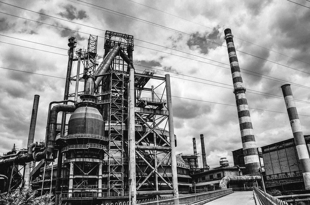 project, china, steel, industry, building, black and white